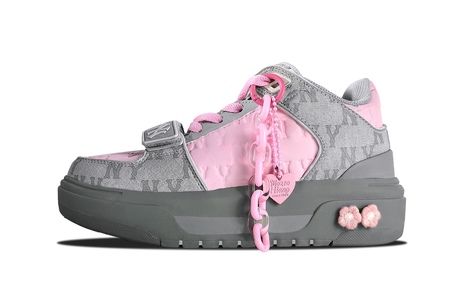 

Кроссовки MLB Chunky Liner Skateboarding Shoes Unisex Low-top Gray/Pink, серый