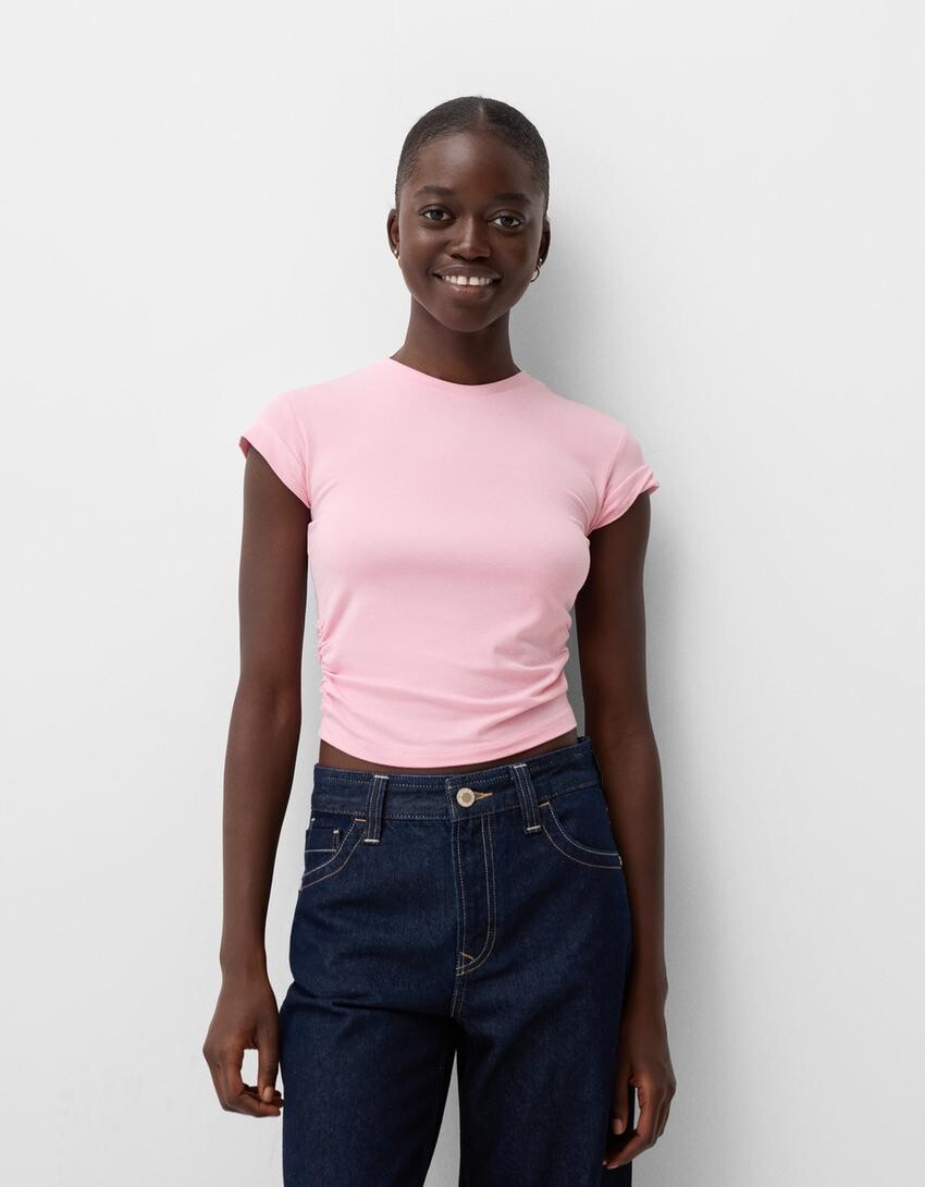 

Футболка с коротким рукавом Bershka, розовый