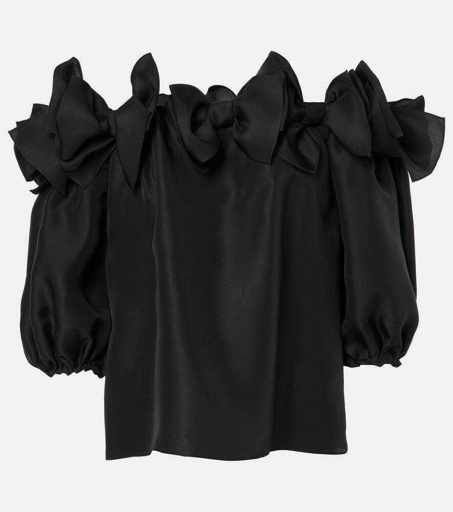 

Шелковый топ с открытыми плечами Carolina Herrera, Black