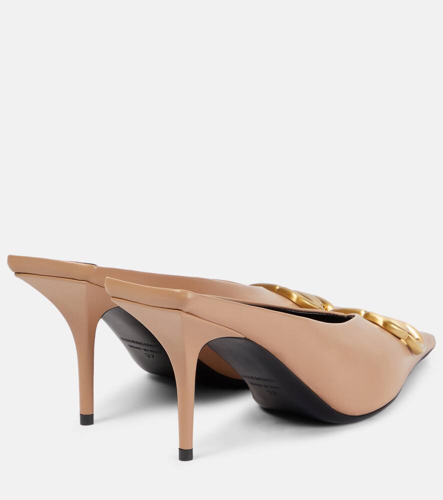 Квадратные мюли 80 BB из кожи Balenciaga, Nude Beige/Gold — фото 3