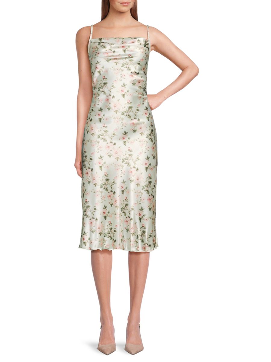 

Платье миди из атласа с принтом Bebe, цвет Pink White