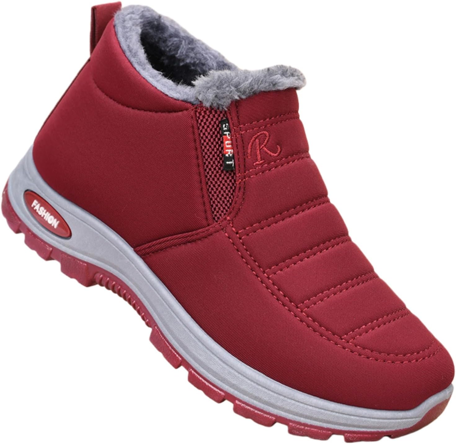 

Теплые утепленные ботинки зима, легкие, с мехом, пушистые, с поддержкой свода стопы, на липучке, для активного отдыха на улице, короткие снежные ботинки, унисекс Generic, красный