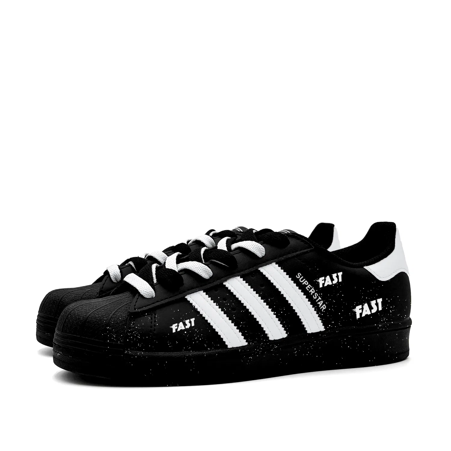 Кроссовки для скейтбординга Superstar 2 Fast Black Tide Leather Low top Kids' Skateboarding Shoes Black Teenagers Adidas Originals — фото 4
