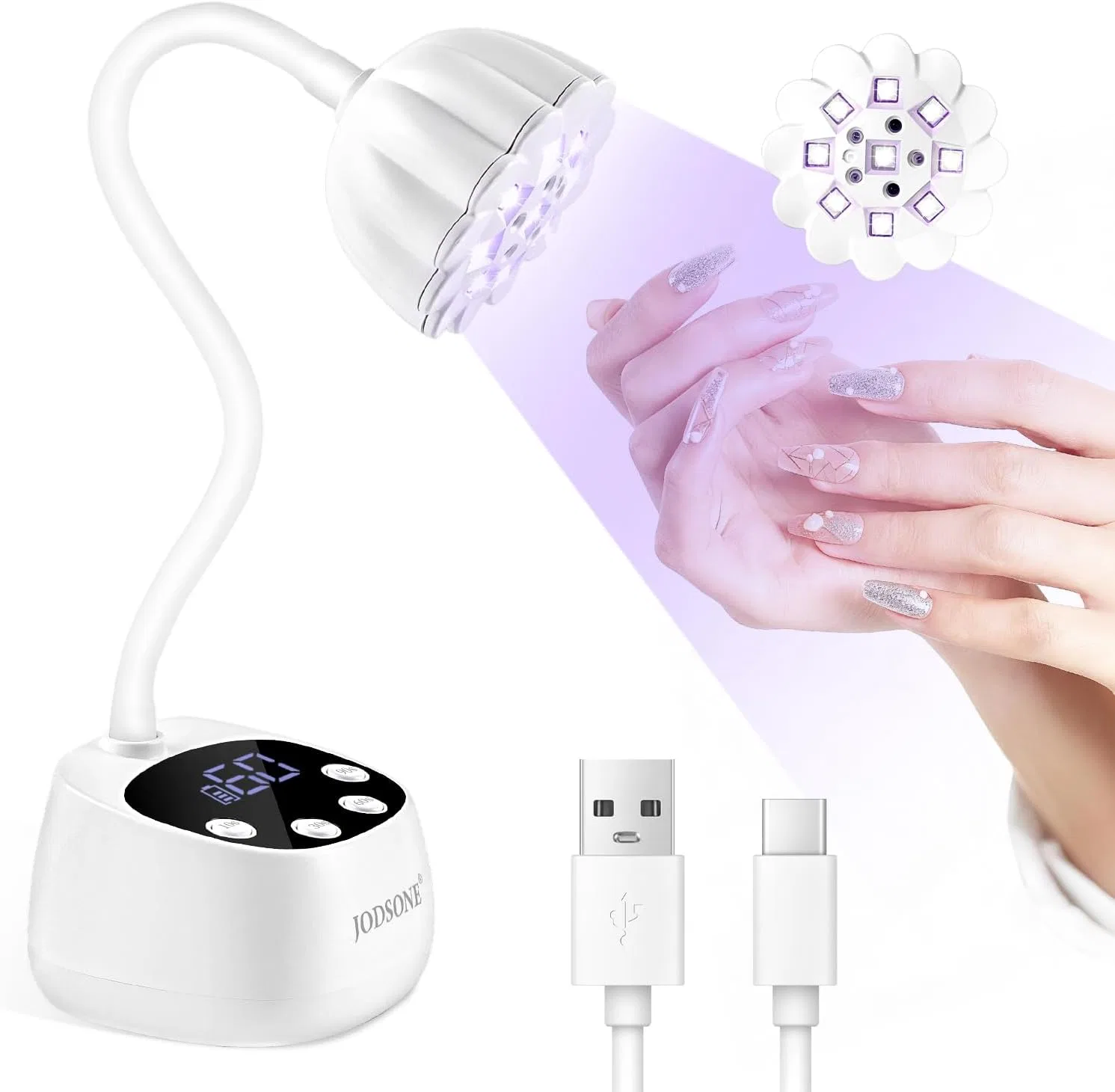Портативная УФ лампа JODSONE с гибкой "гусиной шеей" Jodsone, White