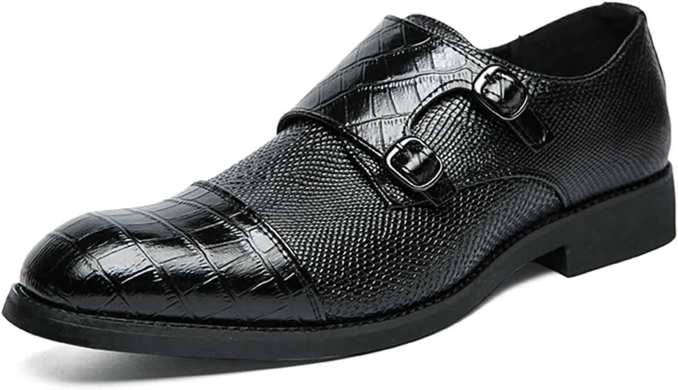 Туфли кожаные Monk Strap Loafers Black Abborora
