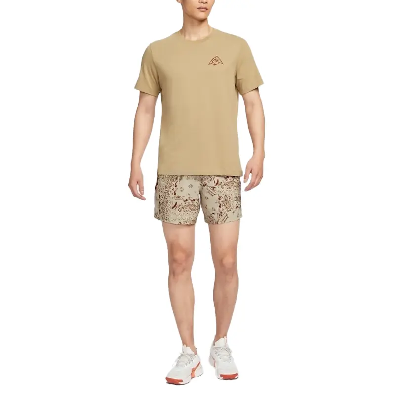 Мужская футболка Dri FIT Nike, бежевый/коричневый — фото 4