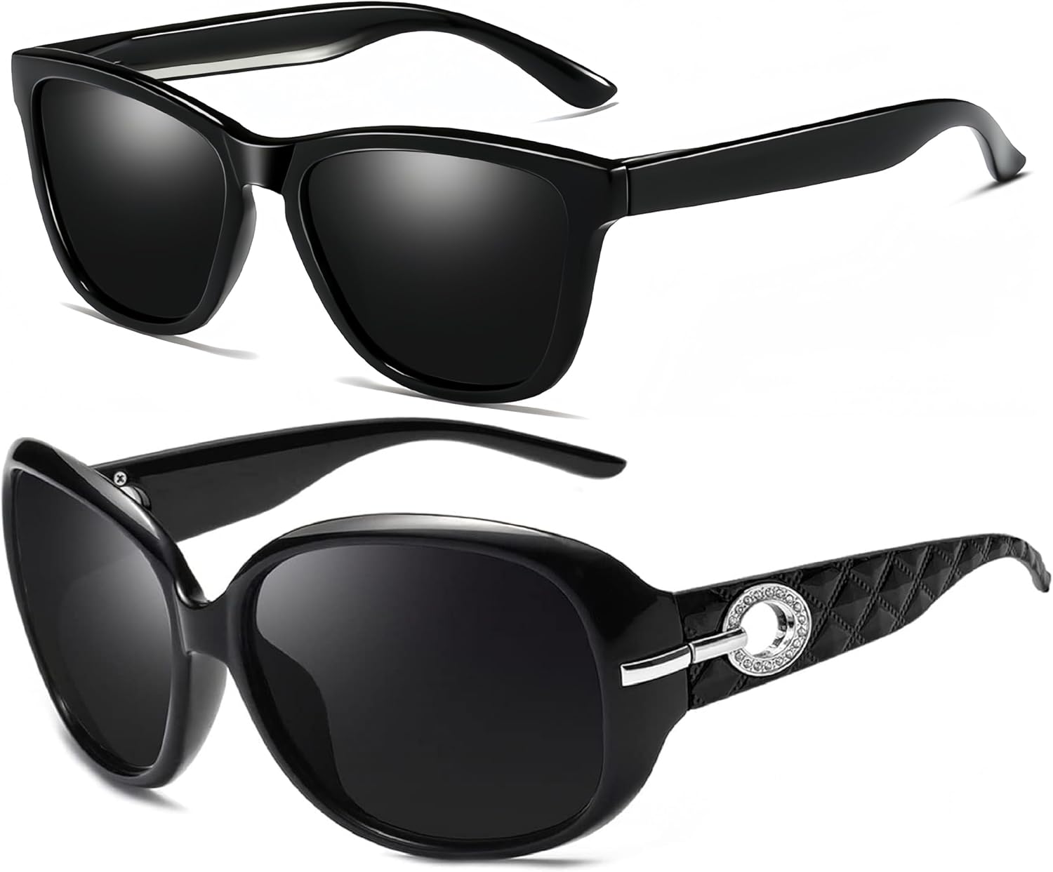 

Комплект классических солнцезащитных очков Joopin «Квадратная форма и бабочка», поляризованные черные солнцезащитные очки с защитой UV400, ретро-стиль, темные солнцезащитные очки с лучистым эффектом, Black