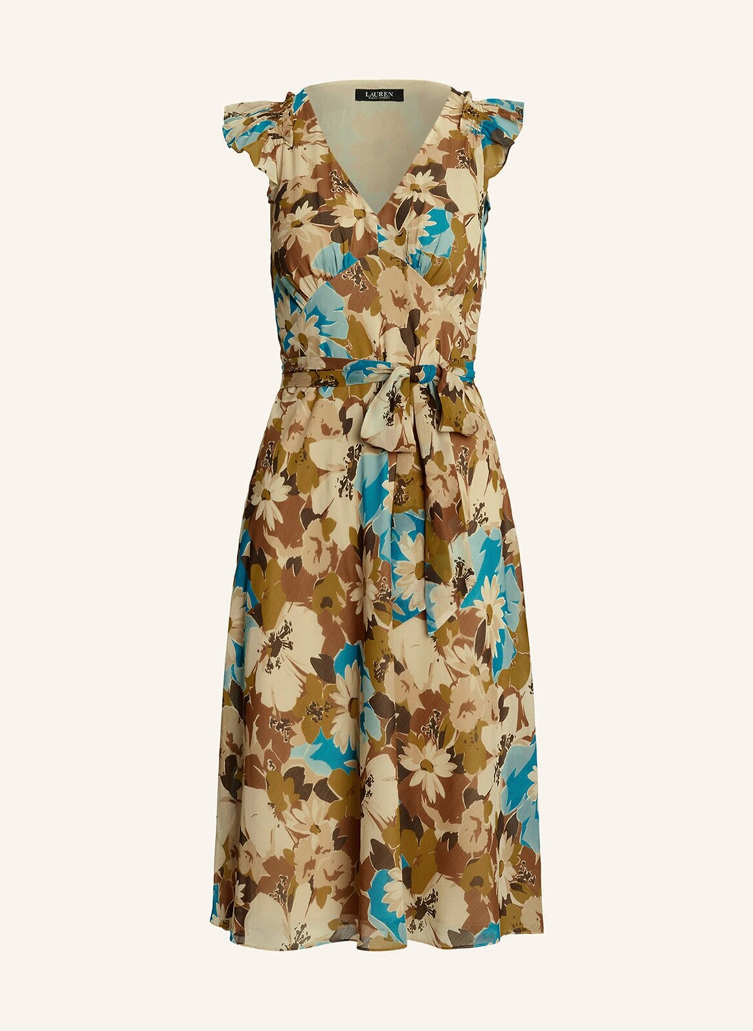 

Платье с запахом и рюшами Lauren Ralph Lauren, бежевый