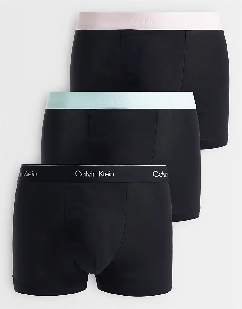 Комплект из 3 свободных трусов Calvin Klein Icon Cotton Stretch, черный