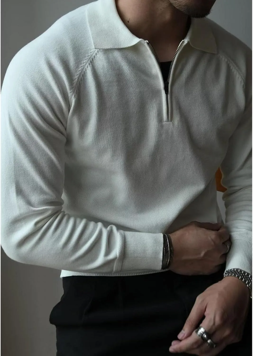 Мужской поло-свитер с молнией на четверть Slim Fit — фото 4