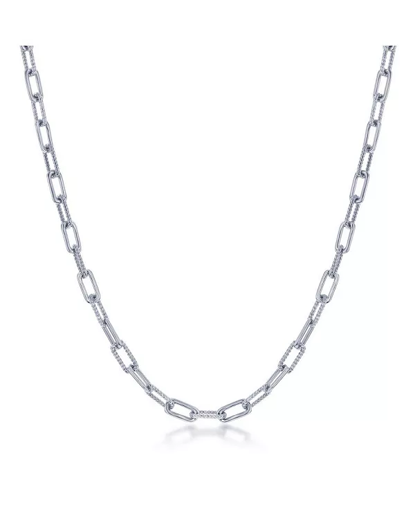 

Ожерелье в виде скрепки из стерлингового серебра или позолоченного полированного серебра с дизайном веревки Simona, silver