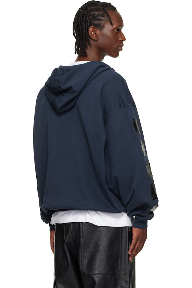 Кожаная байкерская толстовка с крестами и застежкой-молнией Vetements, темно-синий — фото 3
