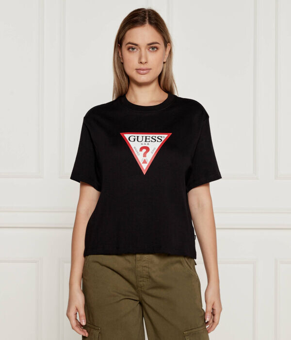 

Футболка женская Guess Jeans с контрастным логотипом, черный