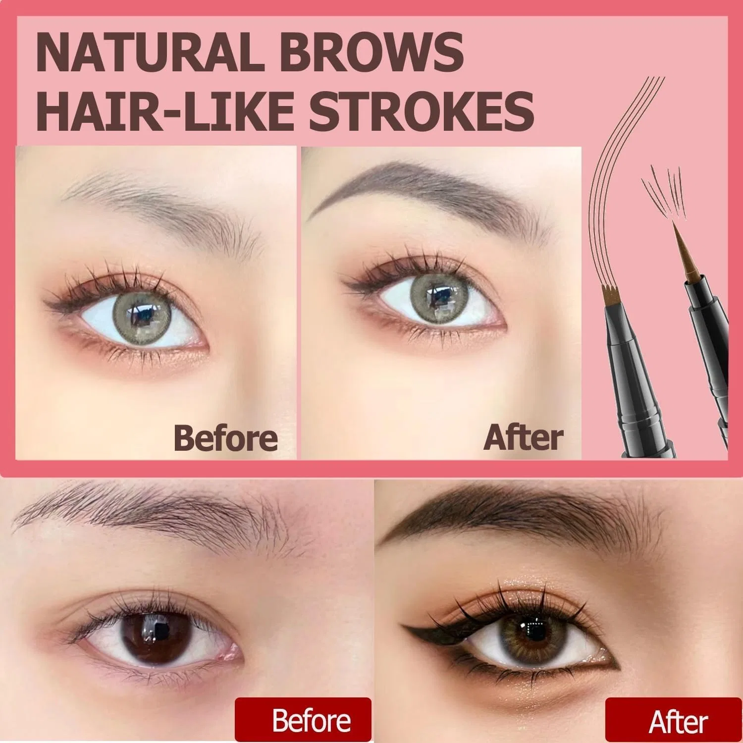 Карандаш для бровей Microblading 2-в-1 с 4-зубчатой насадкой, серый — фото 4