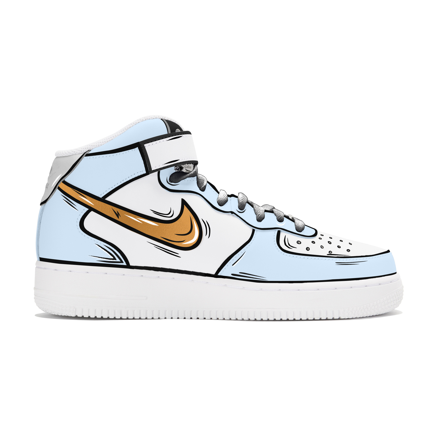 Nike Air Force 1 Противоскользящие и износостойкие мид-топ скейтбордские кроссовки мужские бело-синие — фото 2