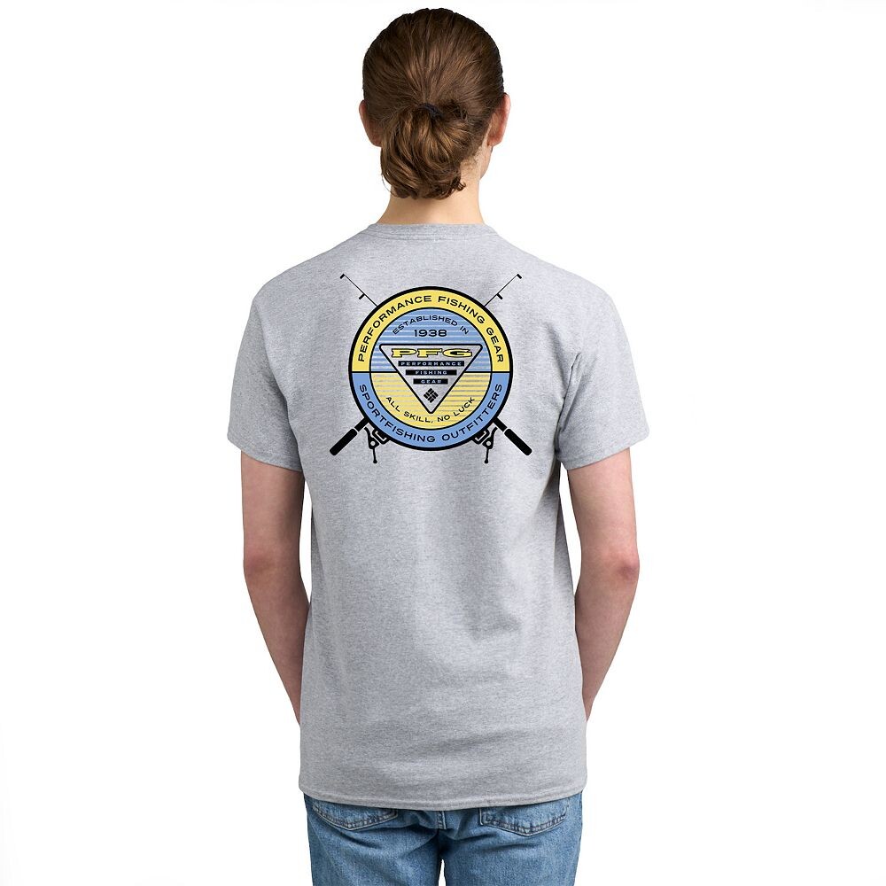 

Мужская футболка с короткими рукавами и рисунком Columbia PFG, цвет Gray Fishing Poles