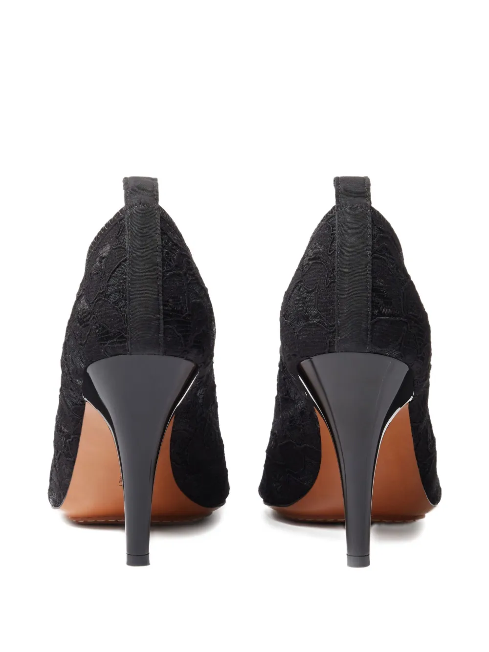 Туфли-лодочки с квадратным мысом на каблуке 95 мм, с цветочным кружевом Stella Mccartney, черный — фото 3