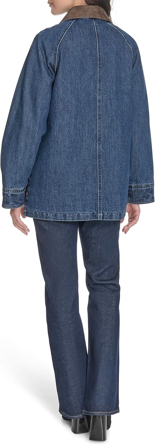 Женская куртка Levi's удлиненная хлопковая, синий — фото 4