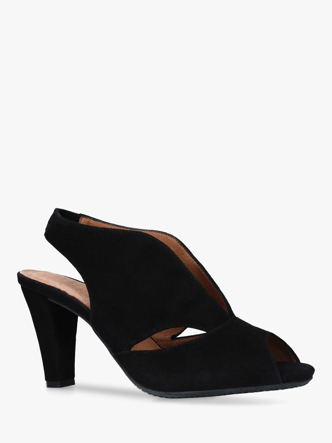 Carvela Comfort Arabella Замшевые туфли-лодочки на конусном каблуке с открытым носком, черный — фото 3
