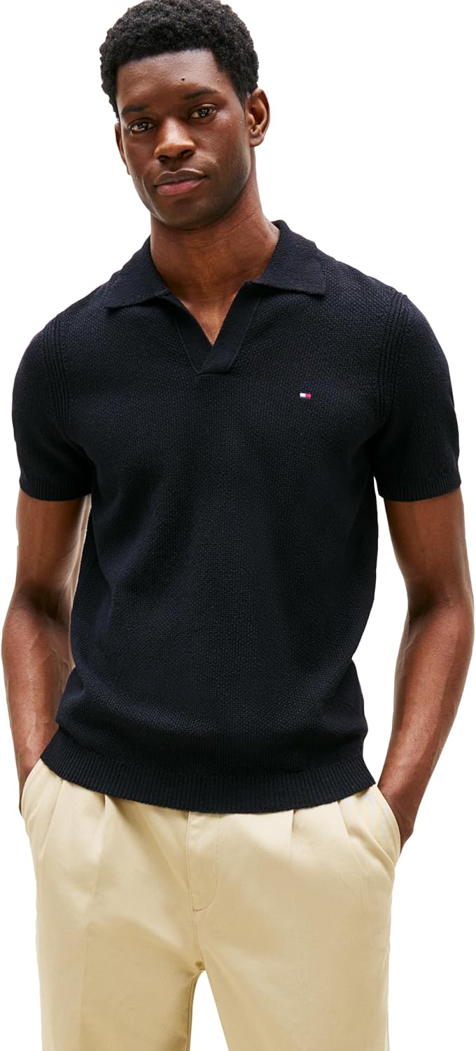 

Мужские трикотажные рубашки-поло Tommy Hilfiger с коротким рукавом и V-образным вырезом, классического кроя, с эластичной вставкой, Desert Sky, Коричневый, Мужские трикотажные рубашки-поло Tommy Hilfiger с коротким рукавом и V-образным вырезом, классическ