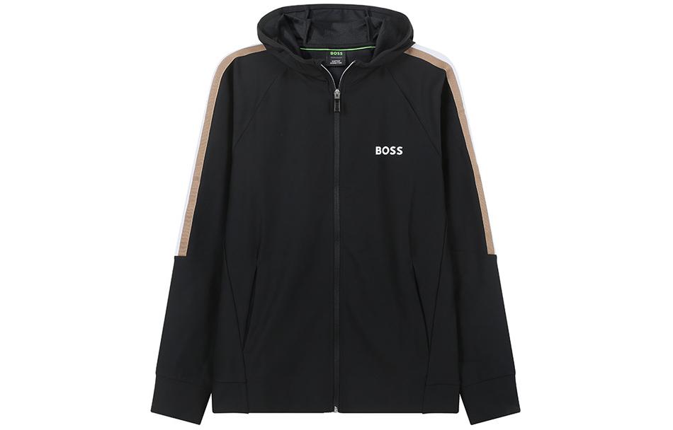 

Худи на молнии с принтом логотипа HUGO BOSS, черный