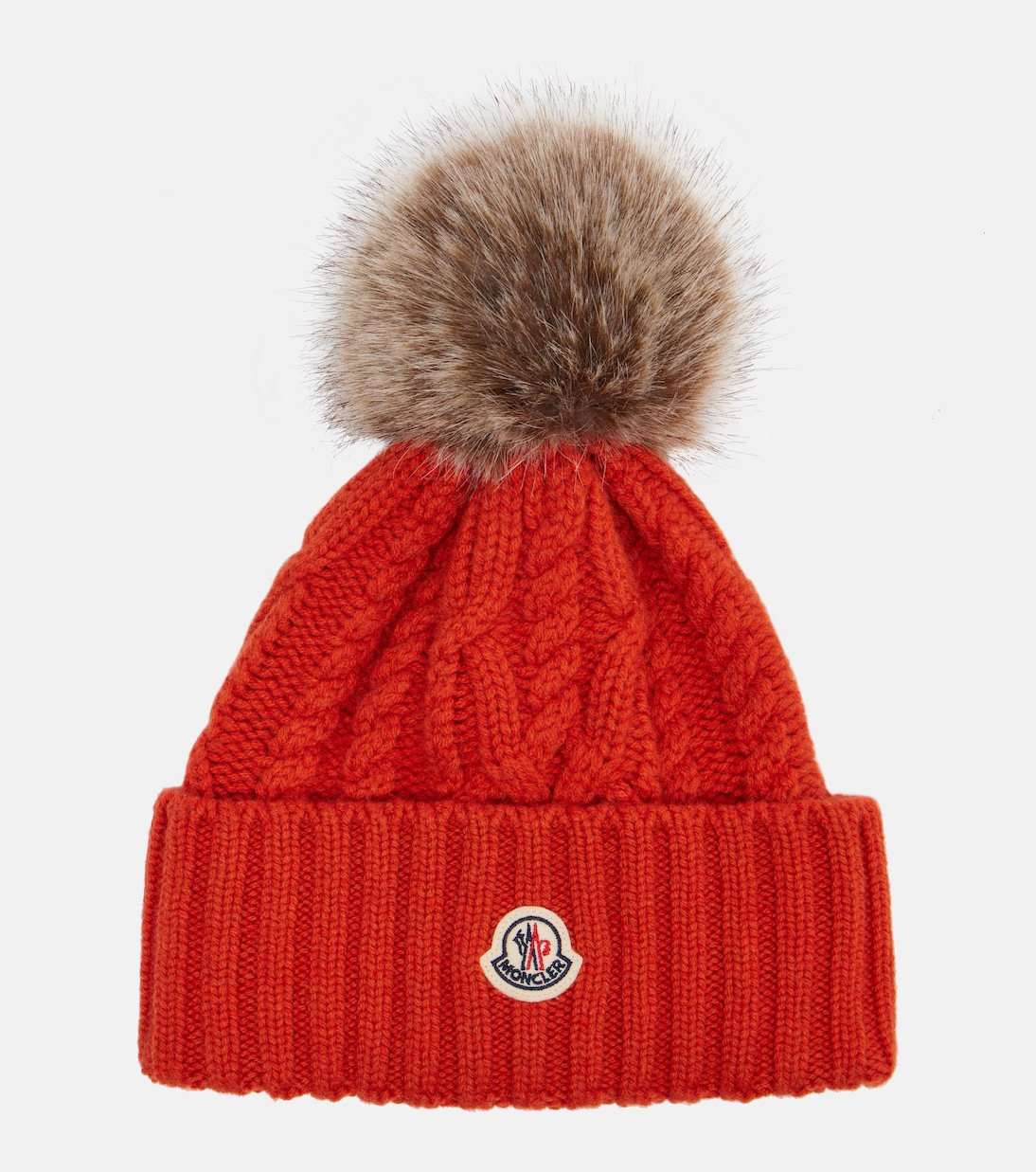 

Шапочка из смеси кашемира и шерсти, вязка косами Moncler, оранжевый