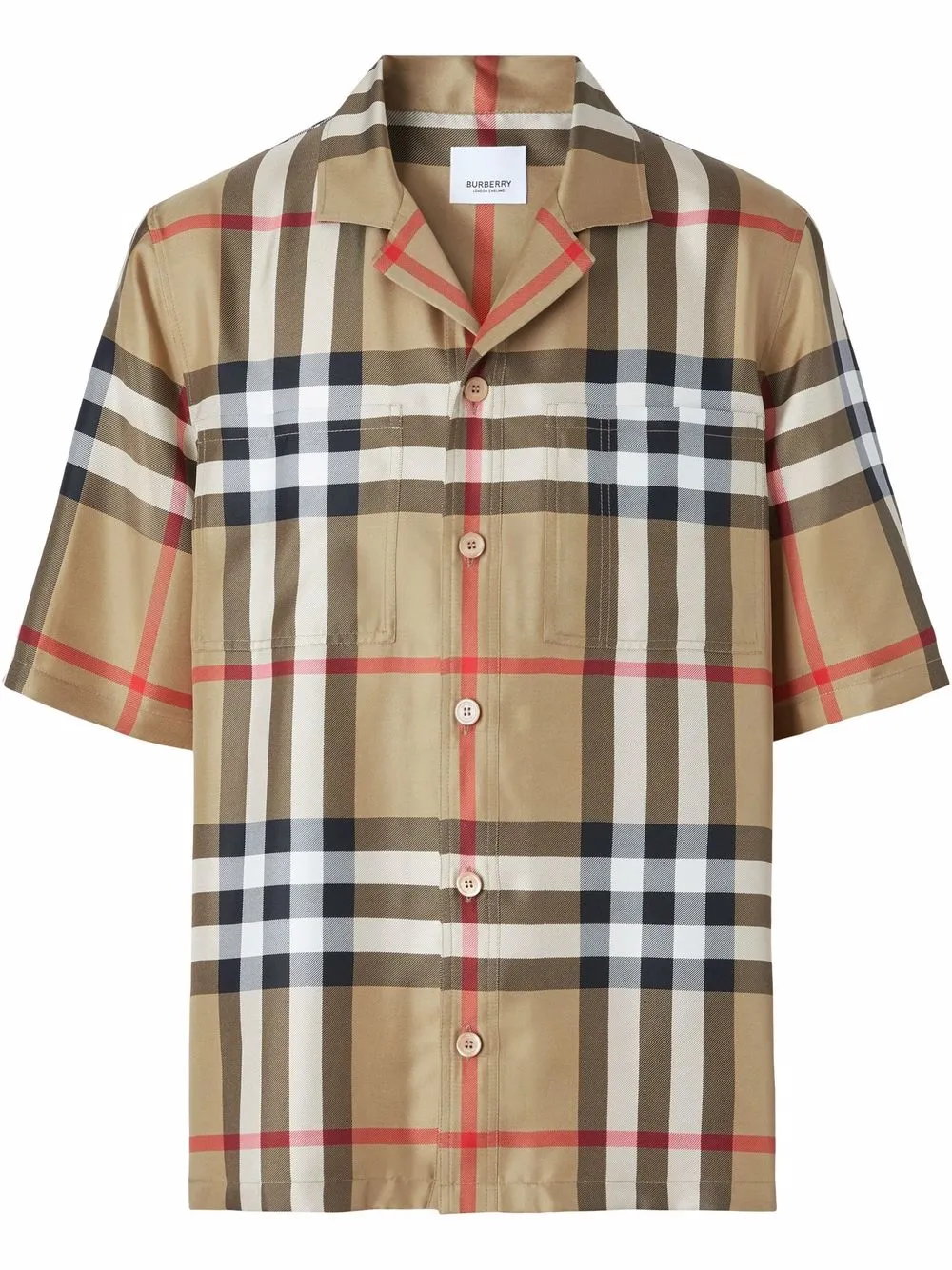

Шелковая рубашка с короткими рукавами BURBERRY, коричневый