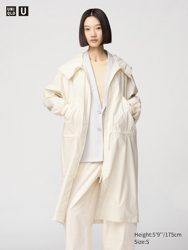 

Пальто из хлопка с капюшоном Uniqlo, белый