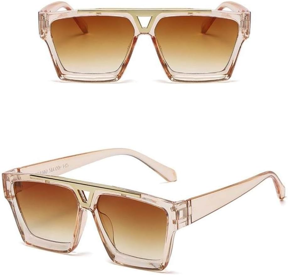 

Солнцезащитные очки квадратной формы для женщин 2027 года, большие солнцезащитные очки в винтажном стиле, дизайнерские очки с защитой от УФ-излучения UV400 MTZJH, Champagne