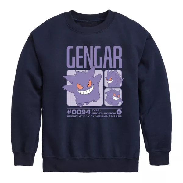 

Мальчики 8-20 толстовка с покемоном Гастали и статистиками Licensed Character, синий