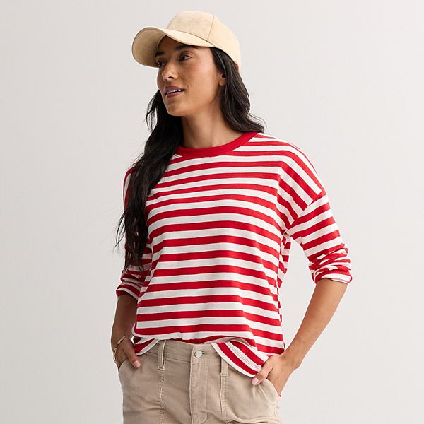 

Женская полосатая футболка с длинным рукавом Sonoma Goods For Life, Red Cream Stripe, Красный, Женская полосатая футболка с длинным рукавом Sonoma Goods For Life, Red Cream Stripe