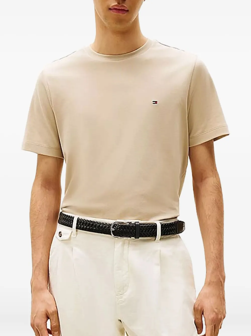 Футболка из хлопка с логотипом Tommy Hilfiger, нейтральный — фото 3