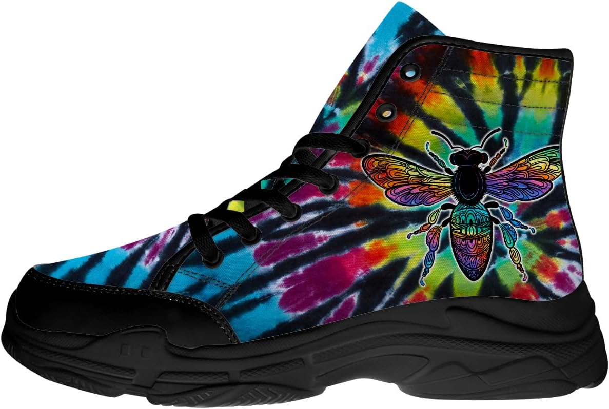 

Кроссовки Quorax Bee для женщин и мужчин, высокие, на шнуровке, из текстиля, подарки для нее и для него, 3112 Tie Dye Bee