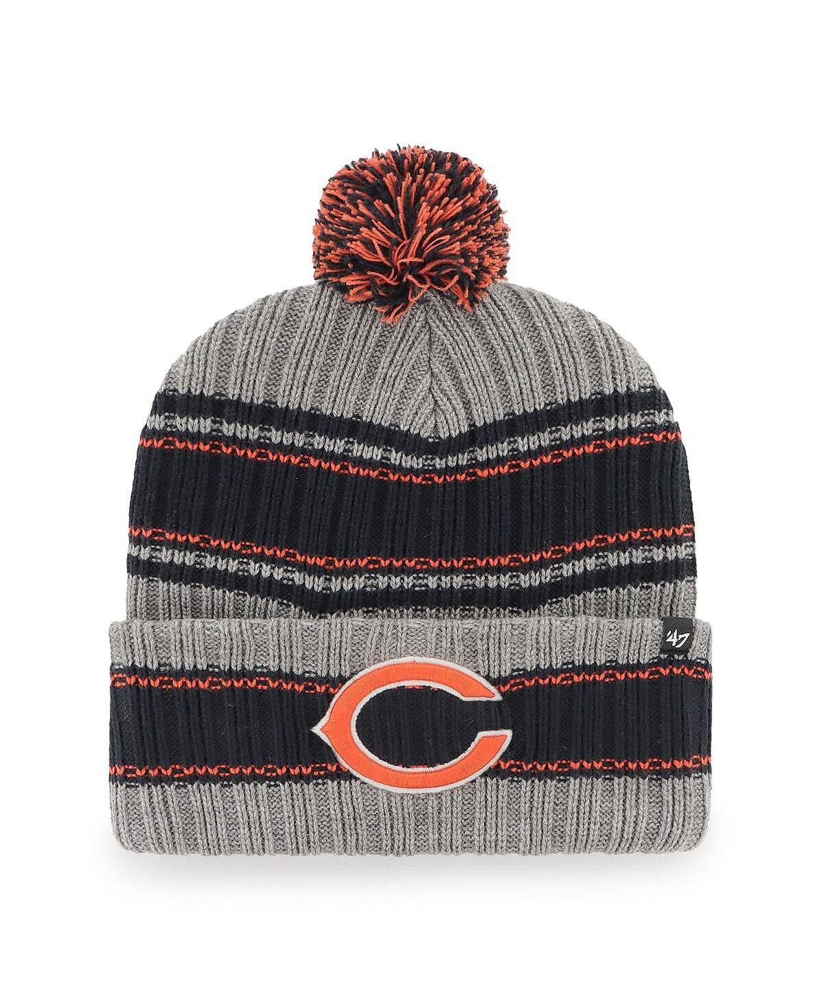 

Мужская графитовая вязаная шапка Chicago Bears Rexford с манжетами и помпоном '47 Brand
