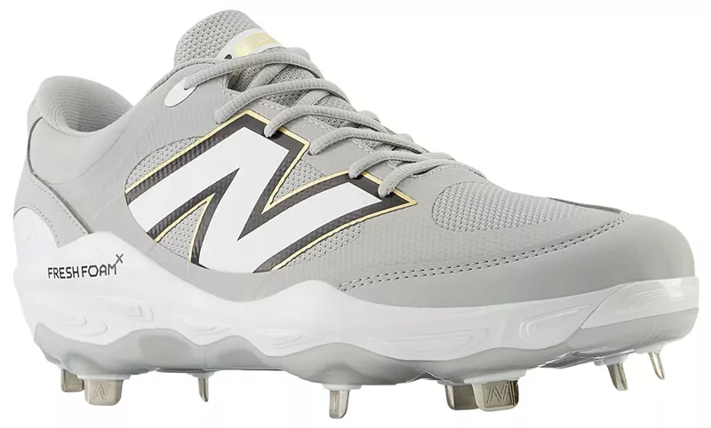 Мужские металлические бейсбольные бутсы New Balance Fresh Foam X 3000 V7, серый/белый — фото 4