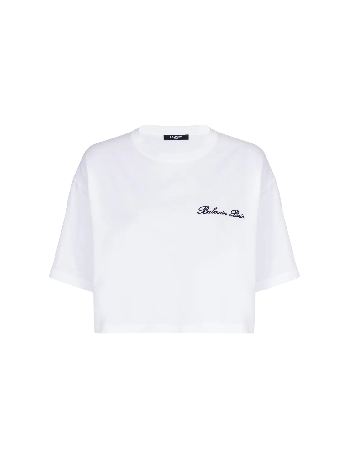 

Футболка с вышивкой фирменной подписи Balmain, белый