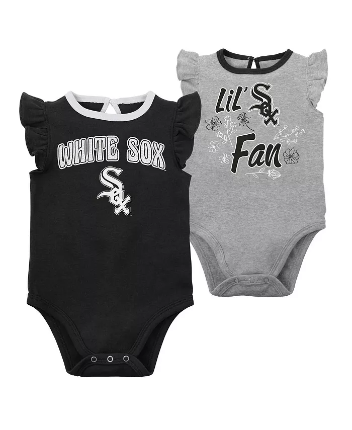 

Новорожденные и младенцы, мальчики и девочки, набор из двух боди Chicago White Sox Little Fan, черный и серый меланж Outerstuff
