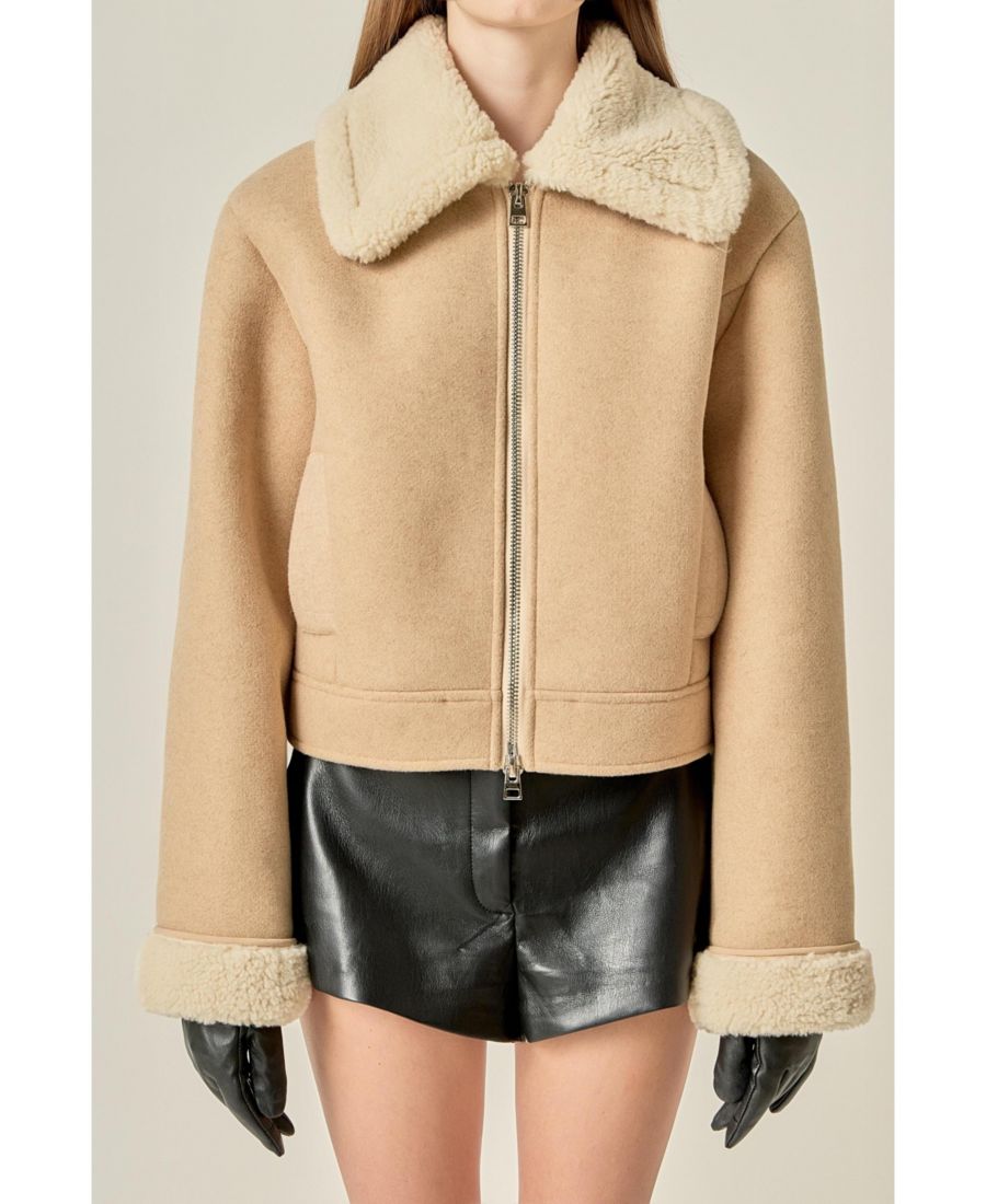 

Женская двусторонняя мягкая куртка English Factory, Ivory