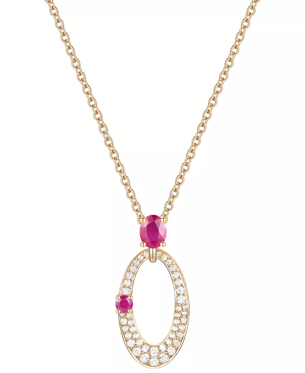 

Овальное 18-дюймовое ожерелье с подвеской из 14-каратного белого золота с сапфиром (1/2 карата) и бриллиантом (1/3 карата) (также доступно с рубинами и изумрудами) Macy'S, ruby