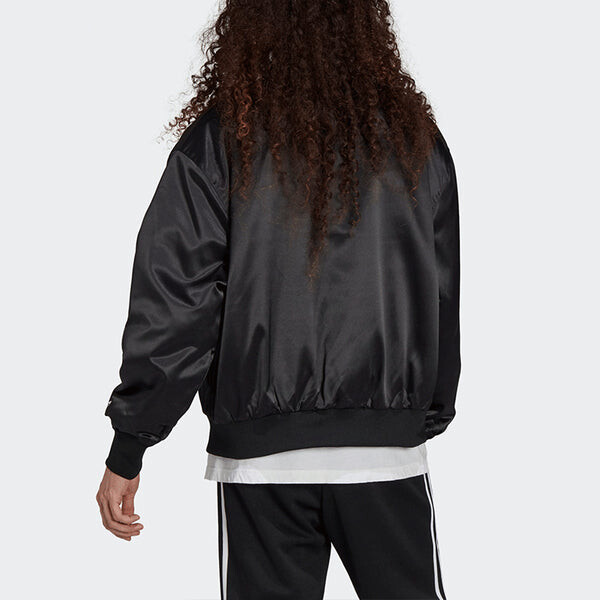 Куртка Men's adidas originals Large Logo Embroidered Satin Sports Jacket Autumn Black, черный — фото 4