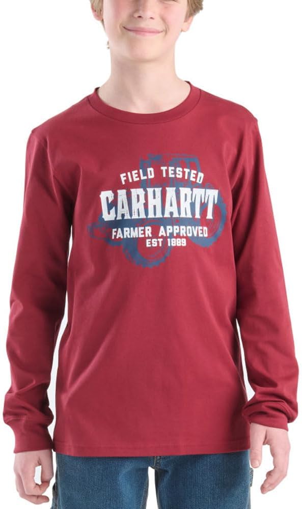 

Carhartt детская CA6768 футболка с длинным рукавом Tractor - для мальчиков, Tibetian Red
