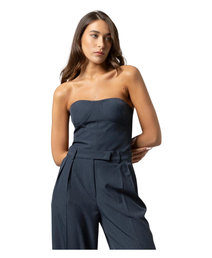 

Современный топ без бретелей, облегающий фигуру, в стиле корсета. Kocca, синий