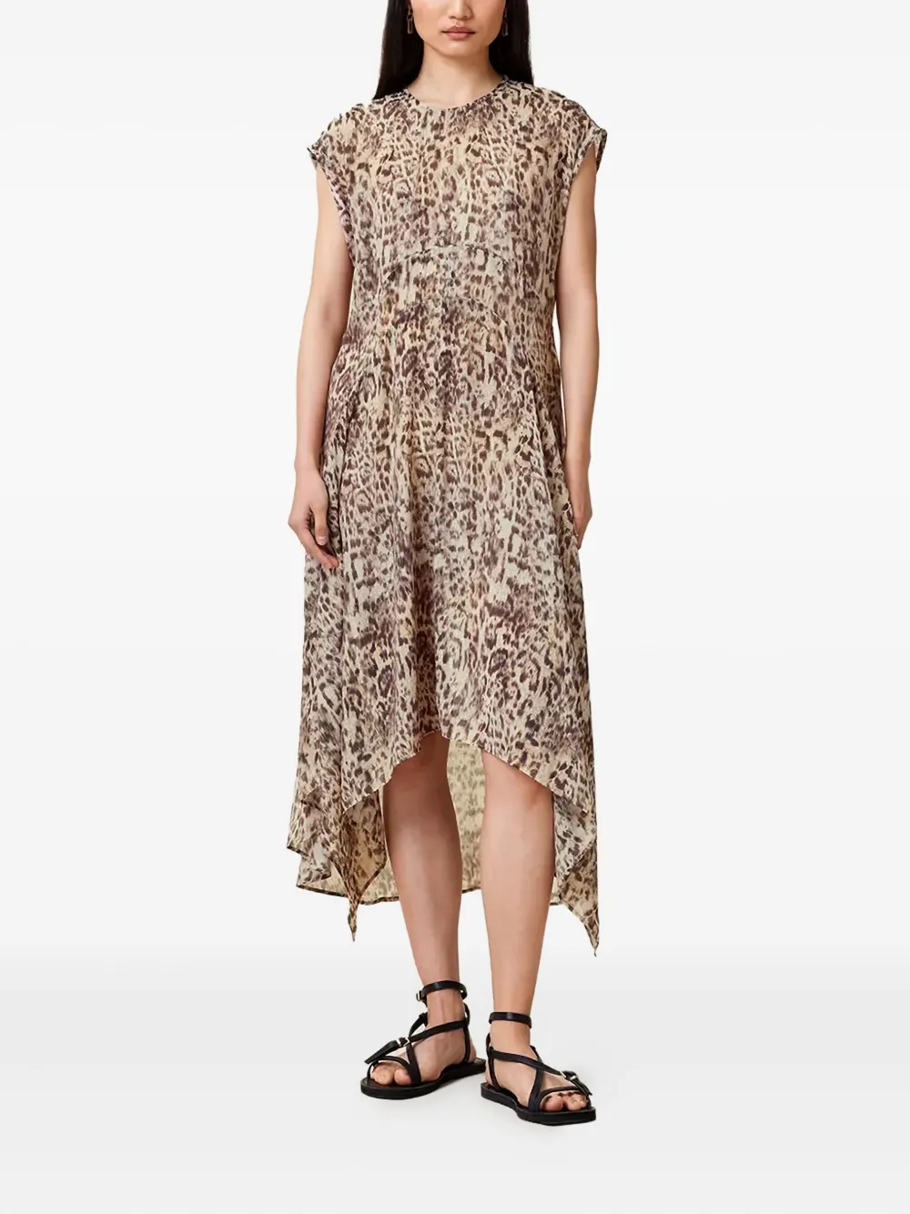 

Асимметричное платье с леопардовым принтом AllSaints, коричневый