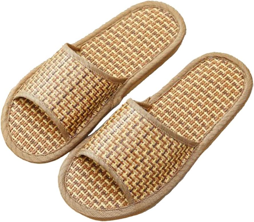 

Тапочки HOTRA с открытым носком из соломы для мужчин и женщин, шлепанцы для ванной и СПА, летние сандалии с противоскользящей подошвой из ротанга (Цвет: коричневый, Размер: 8 US)