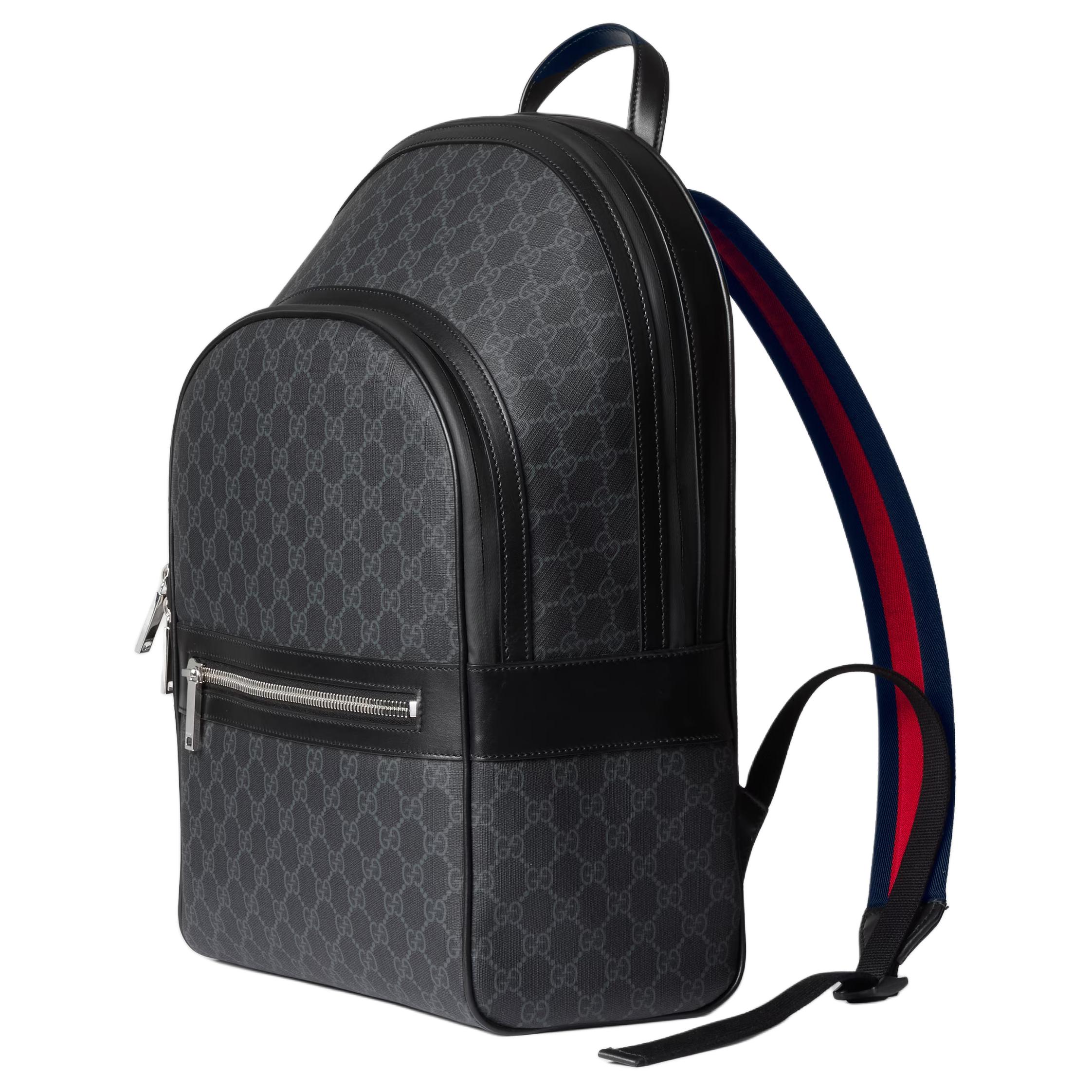 Рюкзак мужской Gucci Supreme Canvas Gray Black канвас — фото 2