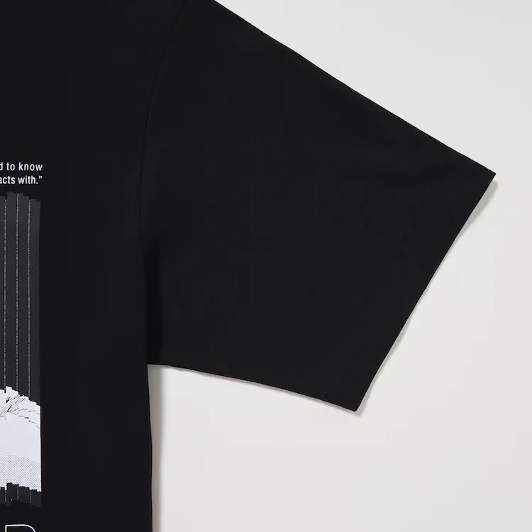 UNIQLO Футболка Unisex черная с круглым вырезом умеренно прямого кроя — фото 4