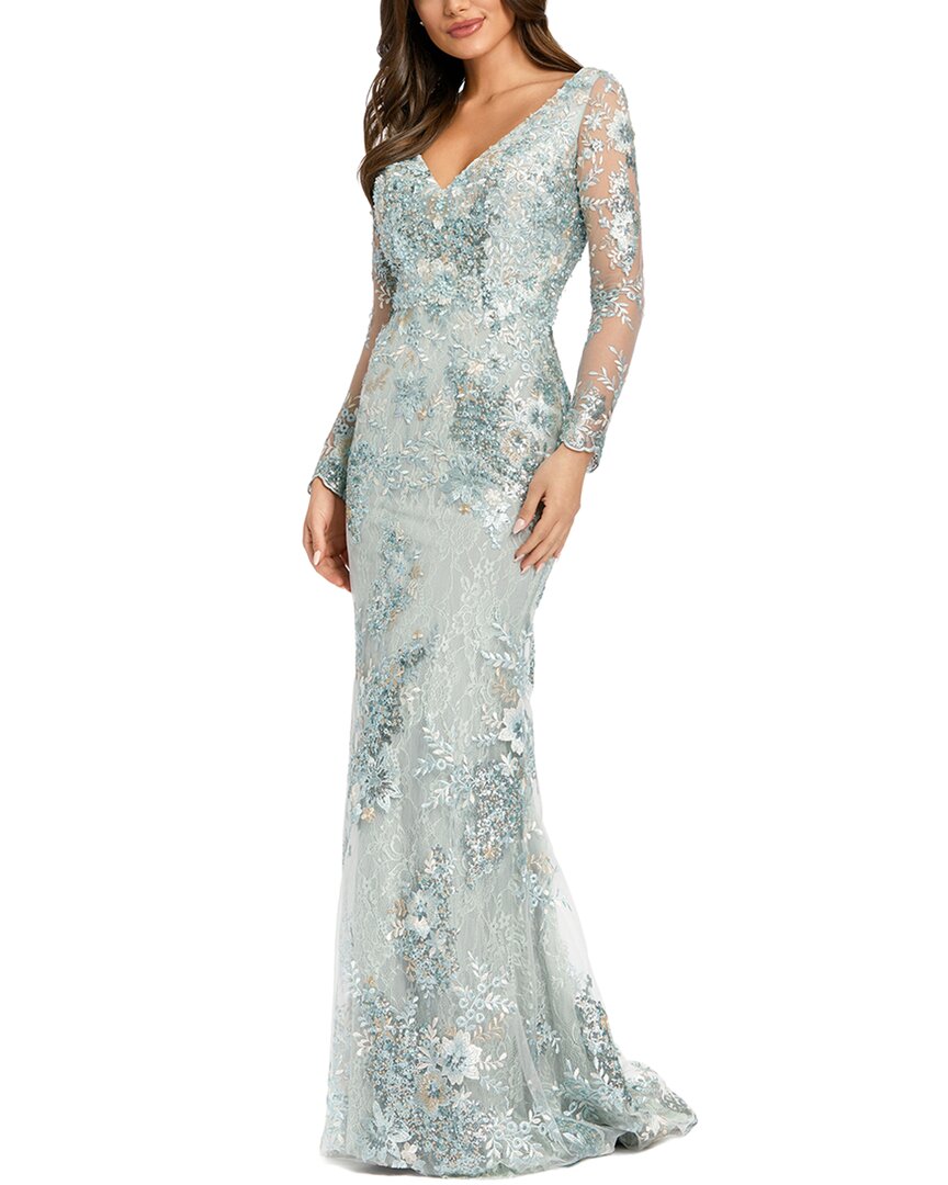 

Платье Mac Duggal с V-образным вырезом и иллюзией, цвет multi