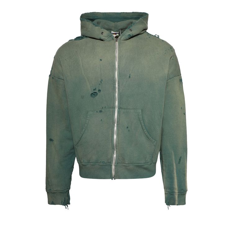 

Худи SAINT Mxxxxxx Distressed Zip-Up Hoodie 'Green', зеленый