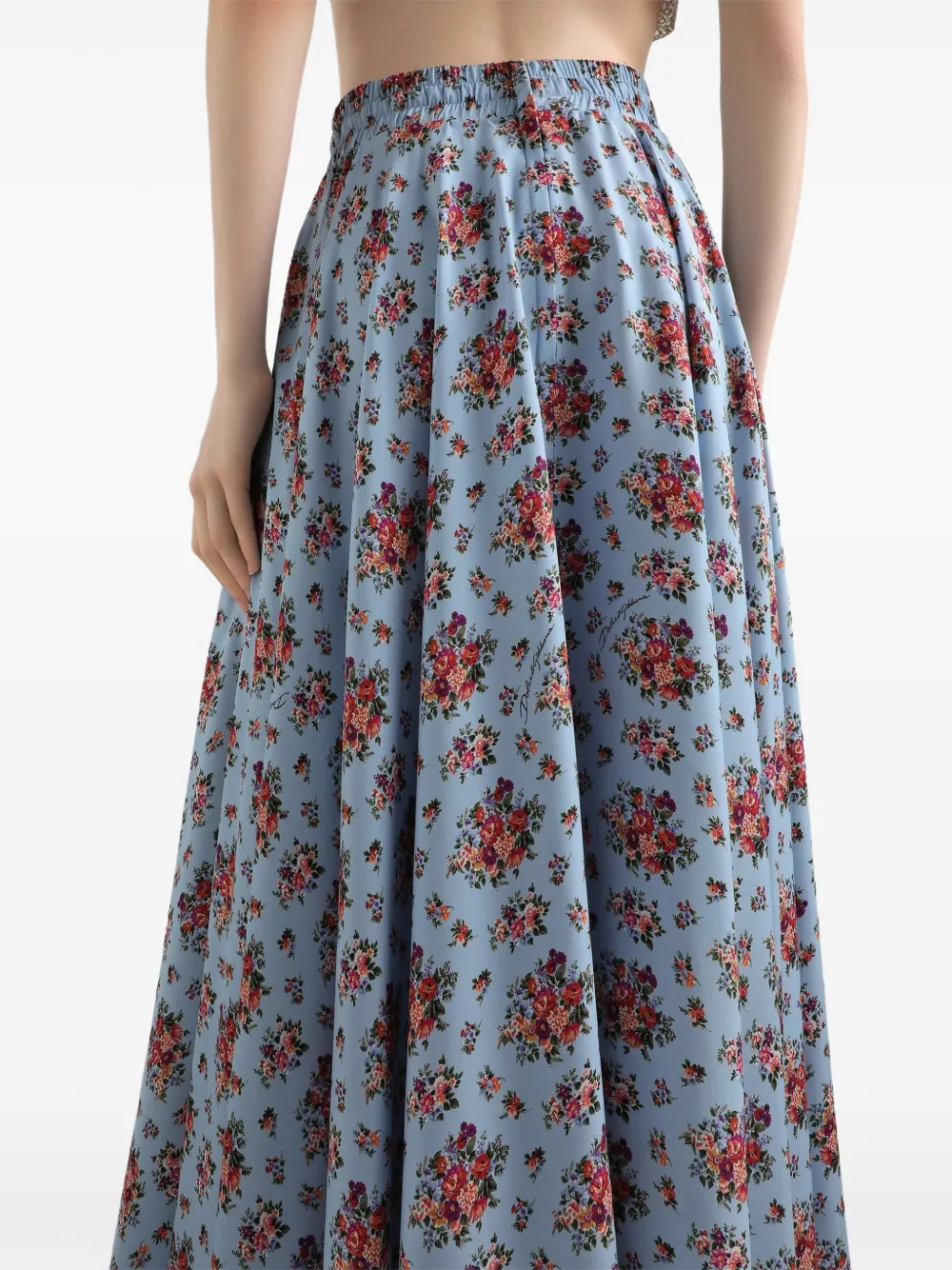 Юбка с кулиской и цветочным принтом DOLCE & GABBANA, синий — фото 4