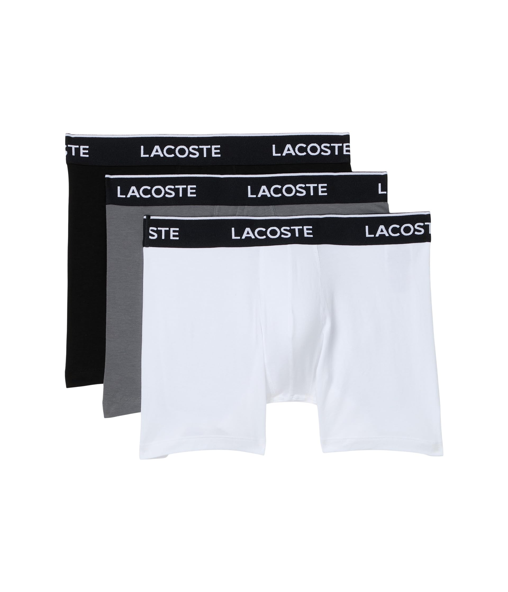 

Трусы-боксеры Lacoste Cotton Stretch Essentials Boxer Briefs 3-pack, цвет Black/White/Grey